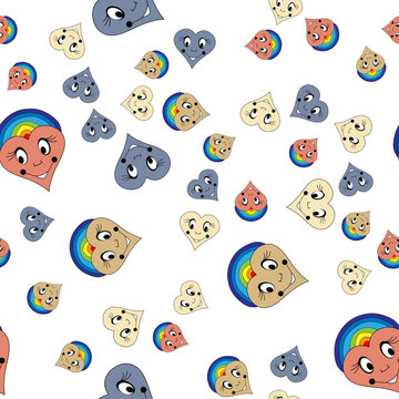 Seamless pattern with rainbow hearts. LGBT pride or rainbow flag with a heart pattern.