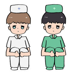 体育座りで考える看護師セット