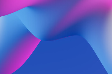3d illustration neon blue-pink mountains of different sizes on a black background. Sharp waves. Abstract lines. Flow background.
