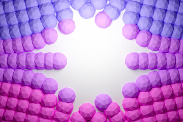 3d illustration of rows of pink polygones. Parallelogram pattern. Technology geometry  background