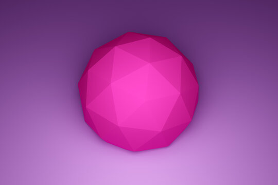 3d illustration of a pink shape , consisting of a large number of polygons . Futuristic origami. Cybernetic circle shape for use in science and technology. - Powered by Adobe