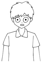 びっくりして目を丸くする看護師　【線画】