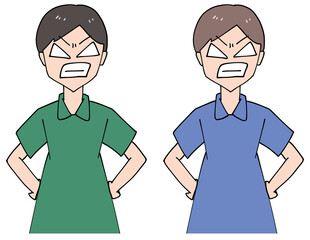 腰に手を当てて怒る看護師セット