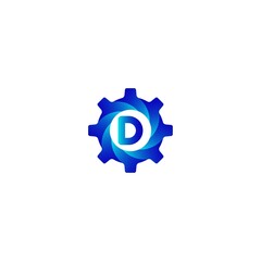 Setting icon d letter vector, Tools, Cog, Gear Sign Isolated on white background. Help options account concept. Trendy Flat style for graphic design, logo, Web site, social media, UI, mobile app