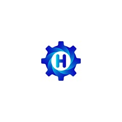 Setting icon h letter vector, Tools, Cog, Gear Sign Isolated on white background. Help options account concept. Trendy Flat style for graphic design, logo, Web site, social media, UI, mobile app