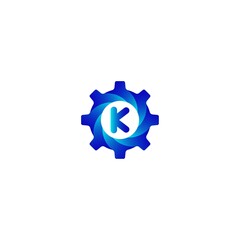 Setting icon k letter vector, Tools, Cog, Gear Sign Isolated on white background. Help options account concept. Trendy Flat style for graphic design, logo, Web site, social media, UI, mobile app