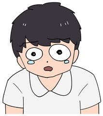 涙を流す泣き顔の黒髪の看護師