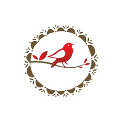 cute Red bird logo vector design Vector illustration