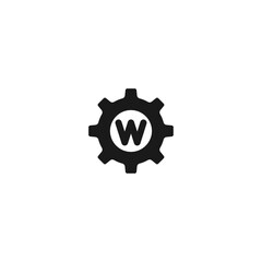 Setting icon w letter vector, Tools, Cog, Gear Sign Isolated on white background. Help options account concept. Trendy Flat style for graphic design, logo, Web site, social media, UI, mobile app