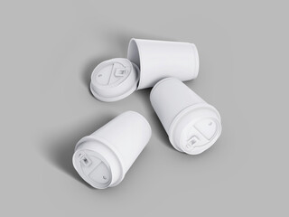 3d render lying coffee cups