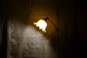 lamp vintage in tent camping area at natural parkland