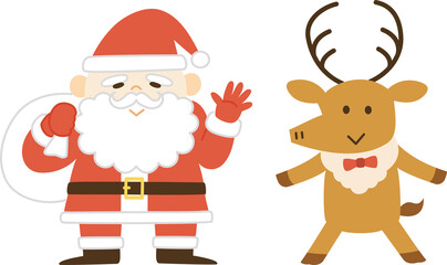 Santa Claus and Reindeer Vector Illustration