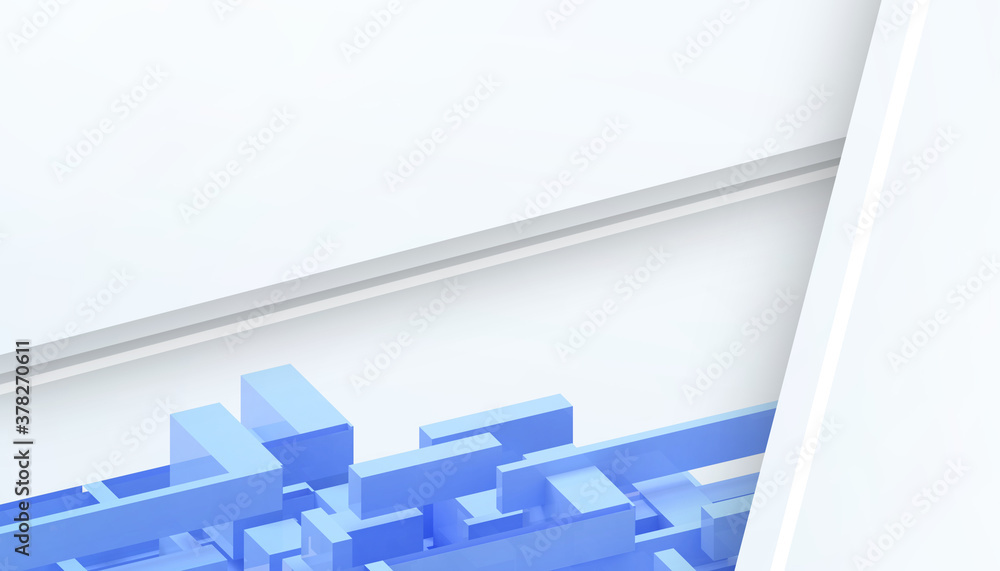 Poster abstract technology connection background and creative ideas box geometric shapes on blue background