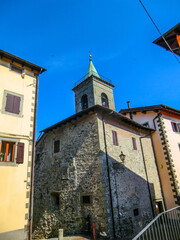 Street view of Fiumalbo , Province of Modena in the Italian region Emilia Romagna, Italy, Europe