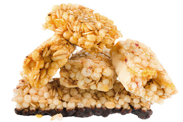 Chocolate bars with dried fruit isolated