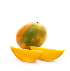 Ripe mango isolated on a white background, close up