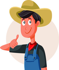 Happy Farmer With Thumbs Up Making Ok Sign