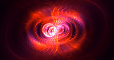 3D rendering abstract multicolored fractal light background with bright center