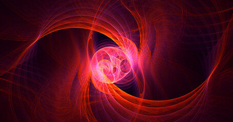 3D rendering abstract multicolored fractal light background with bright center