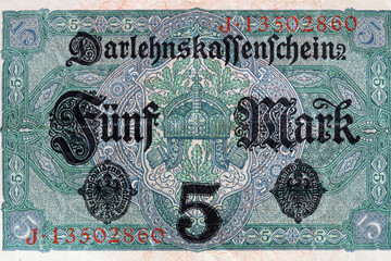 Deutsche Reichsmark Geldschein von 1917