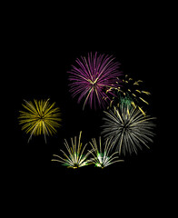 Fototapeta premium Colorful fireworks display against a black night sky