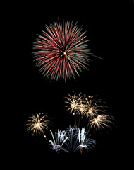 Colorful fireworks on black background.