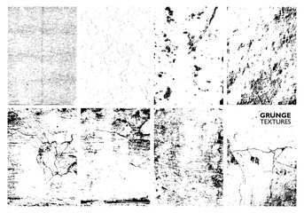 Set of grunge textures. Grain, dirty, grungy effect for your design. Vector illustration.