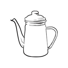Hand drawn teapot or coffee pot. Vector illustration.