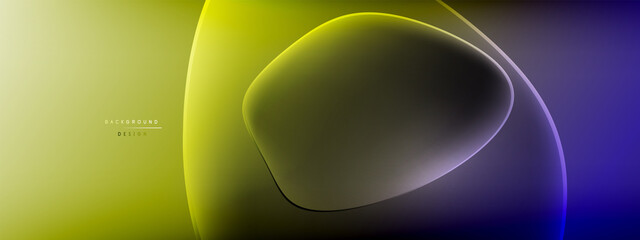 Vector abstract background - liquid bubble shapes on fluid gradient with shadows and light effects. Shiny design template for text