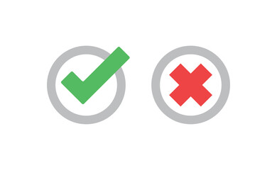 Check marks. Tick and cross vector icons. Yes and No symbols. Checkmarks.