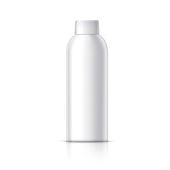 Cool Realistic White plastic bottle. Cosmetic package collection for cream, soups, foams, shampoo. Vector Illustration