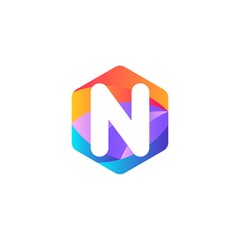 n letter logo design with hexagon and gradient.n letter logo vector.n letter logo