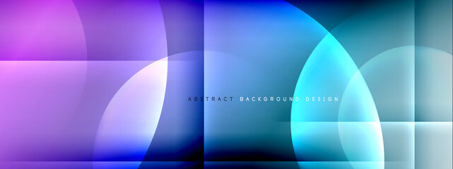 Vector abstract background - circle and cross on fluid gradient with shadows and light effects. Techno or business shiny design templates for text