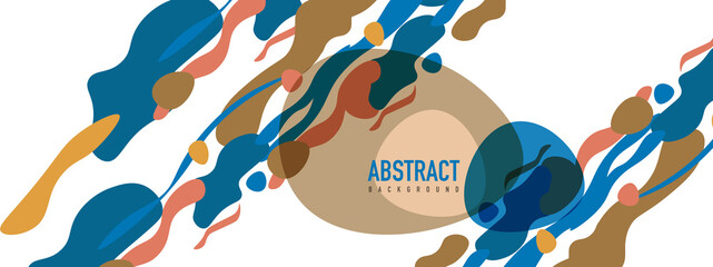 Trendy liquid style shapes abstract design, dynamic vector background for placards, brochures, posters, web landing pages, covers or banners