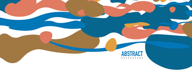 Trendy liquid style shapes abstract design, dynamic vector background for placards, brochures, posters, web landing pages, covers or banners