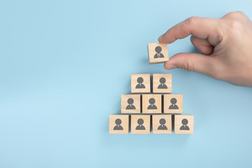 personnel pyramid. Human resources, corporate hierarchy concept and multilevel marketing -...