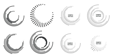 Halftone dots in circle form. round logo . vector dotted frame . design element