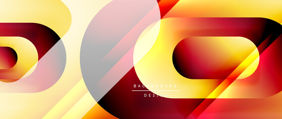 Vector geometric abstract background with lines and modern forms. Fluid gradient with abstract round shapes and shadow and light effects