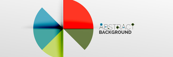 Obraz premium Bright color circles, abstract round shapes and triangles composition with shadow effects. Vector modern geometric design template