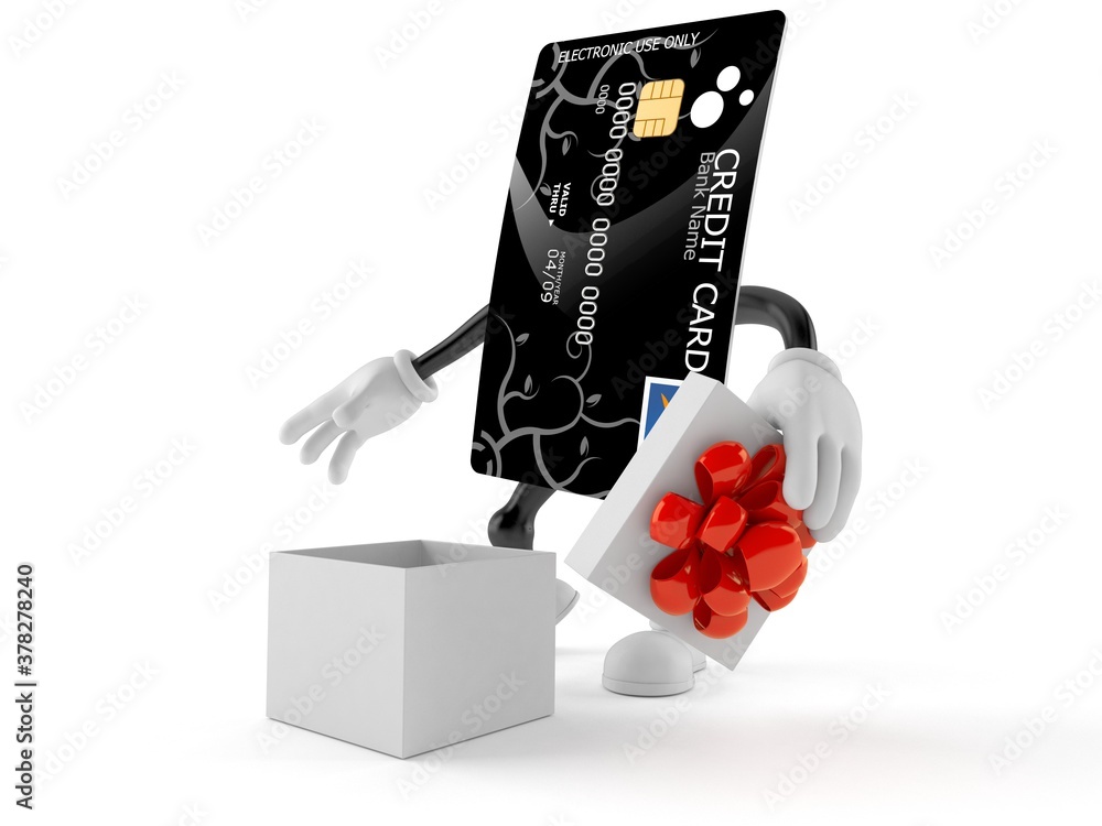 Canvas Prints credit card character with open gift