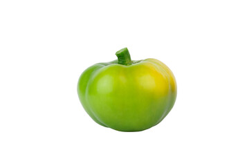 Green raw bell pepper, white background