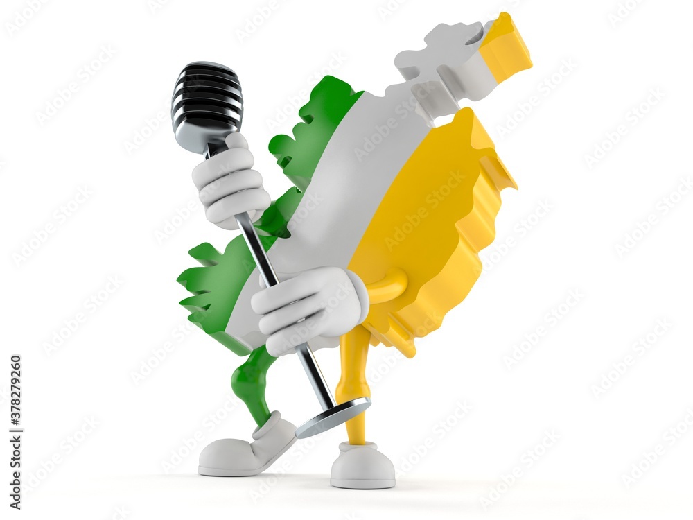 Poster Ireland character singing into microphone