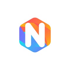 n letter logo design with hexagon and gradient.n letter logo vector.n letter logo