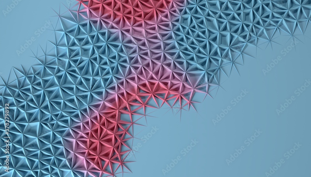 Poster blue and pink abstract geometric background. 3d render / rendering