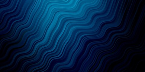 Dark BLUE vector background with bent lines. Colorful abstract illustration with gradient curves. Pattern for booklets, leaflets.