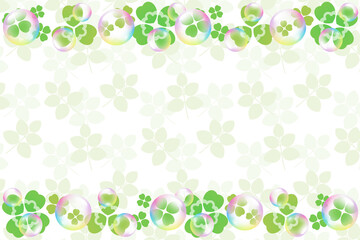 シャボン玉とクローバーの背景　長方形C