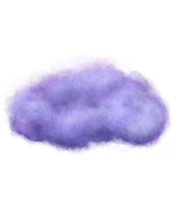 Fluffy purple cloud. Hand drawn watercolor cloud isolated on white background. Clip art. Sky. Nature
