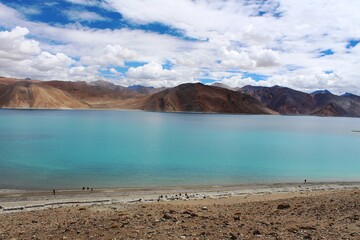 Scenic view of Pangong Tso in Ladakh region of India.