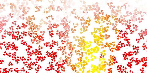 Light red, yellow vector background with random forms.