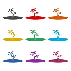 Fototapeta premium Island with palm icon, color set